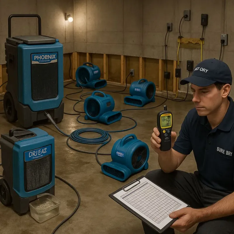 Structural Drying and Dehumidification process in Westville, IL